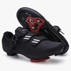KYEDIO NEW MENS SZ 44(10.5)Black Cycling Shoes with Red Accents